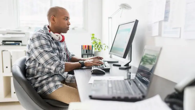 Black man with headphones